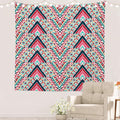 Batmerry Modern Stripe Geometric Tapestry,Boho Tribal ethnic Seamless striped Wall Art Hanging Decoration Polyester Fiber White Ruffled Around for Dorm Room Bedroom Living Room, 59.1x59.1 inches