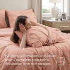 Bedsure Twin Comforter Set Dusty Pink - Bed in a Bag Twin Size Bedding 5 Pieces, GentleSoft™ Pintuck Bed Set Gift for Family, Pinch Pleat Dusty Pink Comforter with Sheets, Pillowcase & Sham