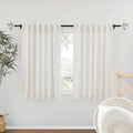 RYB HOME Linen Sheer Curtains - Flax Linen Woven Privacy Semi Sheer Drapes Light Filtering Glare Control Short Small Window Curtains for Kitchen Closet Cafe, W 52 x L 45 Inches, 2 Panels