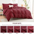 HYMOKEGE Burgundy Full Size Comforter Sets Seersucker 7 Pieces, All Season Luxury Bed in a Bag for Bedroom, Bedding Set with Comforters, Sheets, Pillowcases & Shams