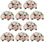 NUPTIO Flower Balls for Wedding Centrepieces - 10 Pcs 9.5in Diameter Artificial Flower Ball Arrangement Bouquet Peachy Pink & Creamy White Fake Rose Flowers Party Centerpieces for Weddings Tables