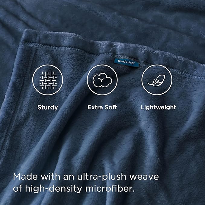 Bedsure GentleSoft Fleece Blanket Twin Size Mineral Blue - 300GSM Lightweight Plush Fuzzy Cozy Soft Warm Blanket for Bed, Sofa, Couch, Travel, Camping, 60x80 inches