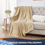 Walensee Fleece Blanket Plush Throw Fuzzy Lightweight (XL-Twin Size 66x90 Tan Camel/Taupe) Super Soft Microfiber Flannel Blankets for Couch, Bed, Sofa Ultra Luxurious Warm and Cozy for All Seasons
