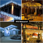 Toodour Christmas Icicle Lights Outdoor, 2 in 1 White & Warm White Color Changing Icicle Lights with 60 Drops, 29.5ft 360 LED Christmas Light Fairy Twinkle Light for Wedding Home Outdoor Xmas Decor