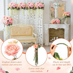 Geosar 8 Bundles Artificial Peonies Flowers Fake Silk Peony Bouquet Faux Peonies Flowers Bulk for Decoration Vase Floral Arrangements Wedding Party Table (Peach Pink,Light Pink)