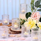 12PCS Glass Votive Candle Holder for Wedding Table Centerpiece, Clear Tea Lights Candle Holders for Dinner Birthday Party Decor