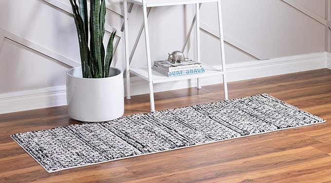 Rugs.com Morocco Collection Rug – 6 Ft Runner Ivory High-Pile Rug Perfect for Hallways, Entryways