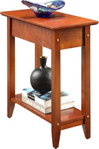 Convenience Concepts American Heritage Flip Top End Table 23.25" - Classic Narrow Chairside Accent with Hidden Storage & Lower Shelf for Traditional, Modern Living Room, Cherry