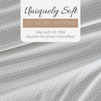 Linen Market Double-Brushed Patterned Microfiber Queen Sheet Set 4 Piece – Oeko-TEX Certified Ultra Soft & Wrinkle-Free - 16" Deep Pocket Sheets - Easy Care Queen Size - Honeycomb Light Gray