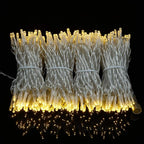 YULETIME 100 ft 300 Count Warm White LED String Lights with 8 Models Adapter, Clear Wire Wide Angle 5mm Christmas Lights (Warm White - Multimode)