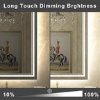 60''x36'' Lighted Mirrors for Bathroom Wall Backlit + Front Lit, Rectangular LED Bathroom Mirror Frameless with Lights Anti Fog, Dimmable, 3 Colors,Tempered Glass, Shatter-Proof (Color 1