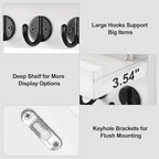 Key Holder for Wall, Decorative Key and Mail Holder with Shelf Has Large Key Hooks for Bags, Coats, Umbrella – Paulownia Wood Key Hanger with Mounting Hardware (9.8”W x 6.7”H x 4.2”D)
