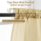 Chyhomenyc Gold Sheer Curtains 30 inch Length 2 Panels, Light Filtering Voile Rod Pocket Short Window Curtians for Bathroom Living Room Farmhouse Small Windows, 42Wx30L inches