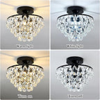 YYJLX Indoor Motion Sensor Ceiling Light Fixture Modern Cryatal Semi Flush Mount Ceiling Light Black Ovrehead Light Fixture for Porch Hallway Front Entryway Kitchen Hall Garage.