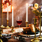 12 Pcs Candlestick Holders Gold Metal Taper Candle Holders Decorative Vintage Modern Table Centerpiece Decorations for Wedding Christmas Anniversary Dinner Party(Gold,Retro Style)