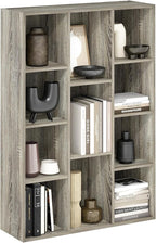 Furinno LUDER Book Shelf, 11-Cube Bookshelf, Reversible Bookcase, 9.4" x 29.1" x 41.7", for Living Room, Bedroom, Home Office, French Oak