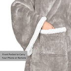 Catalonia Sherpa Wearable Blanket with Sleeves & Foot Pockets for Adult Women Men, Comfy Snuggle Wrap Sleeved Throw Blanket Robe, Gift Idea, Camel