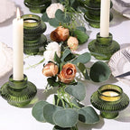 Green Taper Glass Candlestick Holders Tealight Candle Holders for Table Centerpieces, Wedding Decor and Dinner Party (8 Pcs, Green)