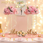 NUPTIO Flower Ball Arrangement Bouquet - 2 Pcs 14.2 inch Diameter Pink Fake Flowers Roses Balls for Centerpieces Tables - Artificial Rose Arrangements for Wedding Centerpiece Table Decorations