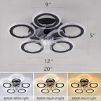 Ceiling Fan with Lights Remote Control, 20" Personality Geometric Ceiling Fan with Light, 6 Speeds 3 Light Color Low Profile Ceiling Fan for Kitchen Bedroom Living Room