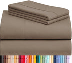 LuxClub 4 PC Sheet Bed Sheets Deep Pockets 18" Eco Friendly Wrinkle Free-Kids-Fitted Sheets Machine Washable Hotel Bedding Silky Soft - Dark Khaki Twin