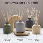 Craft & Kin Christmas Reed Diffuser for Home & Bathroom – Santal Woods Holiday Reed Diffuser Set with Fragrance Sticks, Long-Lasting Alcohol-Free Winter Scent, Earthenware Collection, 6.7oz
