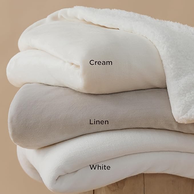 Bedsure GentleSoft Sherpa Fleece Throw Blanket for Couch - Thick and Warm Throw for Women and Men, Soft Fuzzy Plush Blanket for Winter, White, 50x60 Inches