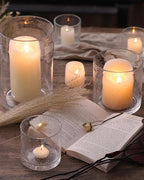 Hurricane Candle Holder Set of 3 Clear Candle Holders for Pillar Candles, Seeded Bubbles Glass Candle Holder for table centerpiece, Glass Cylinder Vases for Home, Patio and Wedding 8"4.7"3.5"H