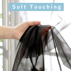 OWENIE Black Sheer Curtains, Sheer Curtains 78 inch Length 2 Panels Set, Rod Pocket Voile Fimly Sheer Drapes for Living Room/Bedroom, 2pcs, Each 42" W x 78" L, Black