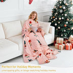 Catalonia Xmas Dwarfs Wearable Blanket with Sleeves and Foot Pocket – Ultra-Soft Warm Fleece Long Throw Snuggly Blanket for Sleeping & TV Time – Cozy Christmas Gift for Women & Men