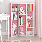 Furinno LUDER Book Shelf, 11-Cube Bookshelf, Reversible Bookcase, 9.4" x 29.1" x 41.7", for Living Room, Bedroom, Home Office, White/Pink