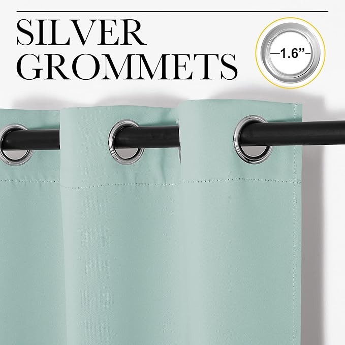 NICETOWN Aqua Blue Blackout Curtains 96" Long for Office, Dining Room, Guest Room, Sound Reducing Heat and Cold Block Curtain Panels for Modern Room Decorative (55" Wide by 96" Long, 2 Pieces)