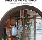 Vanity Table Makeup Mirror-Desk Small Standing Vintage Mirrors 360° Adjustable Rotation, Bronze Wood Framed for Dressing Table,Bedroom, Bathroom,Tabletop,Antique,Desktop 11.8'' x 7.8''