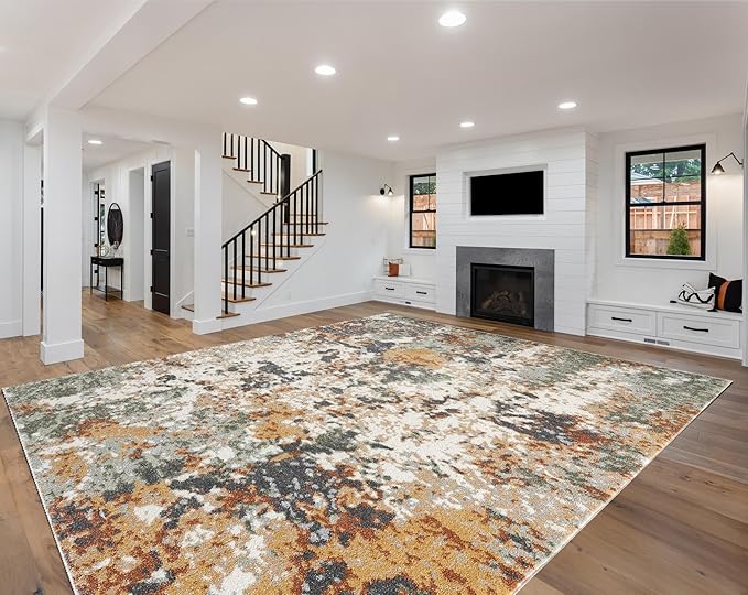 Keen Home Design Area Rugs - 12x15 Non-Shedding, Abstract Rugs for Kitchen, Living Room, Bedroom, Dining Room, Entryway - Size: 12' x 15', Multi