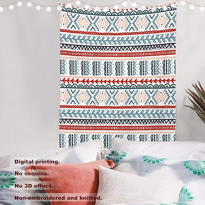 Batmerry Beige Abstract Stripe Tapestry, Wall Art Hanging Decoration Polyester Fiber White Ruffled Around for Dorm Room Bedroom Living Room, 59.1x39.4 inches