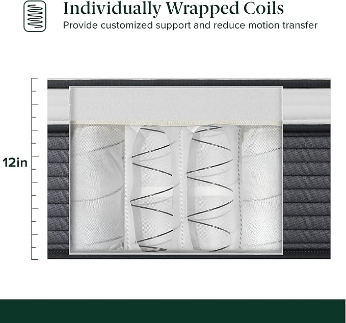 ZINUS 12 Inch True Support Hybrid Mattress [New Version], Full, Fiberglass Free, Medium Feel, Motion Isolation, Certified Safe Foams & Fabric, Mattress in A Box