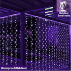 ZSJWL Curtain Lights, 300 LED Curtain Fairy Lights with Remote, 8 Modes 9.8 × 9.8 Ft Curtain String Lights, Waterproof, USB Plug in, Copper Wire Lights for Bedroom Window Chrismas Party, Purple