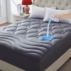 Full Size Mattress Pad Waterproof, Cooling Mattress Topper for Double Bed, Pillow Top Quilted Fitted Mattress Protector Cover with 8-21" Deep Pocket (54x75 inch, Grey)