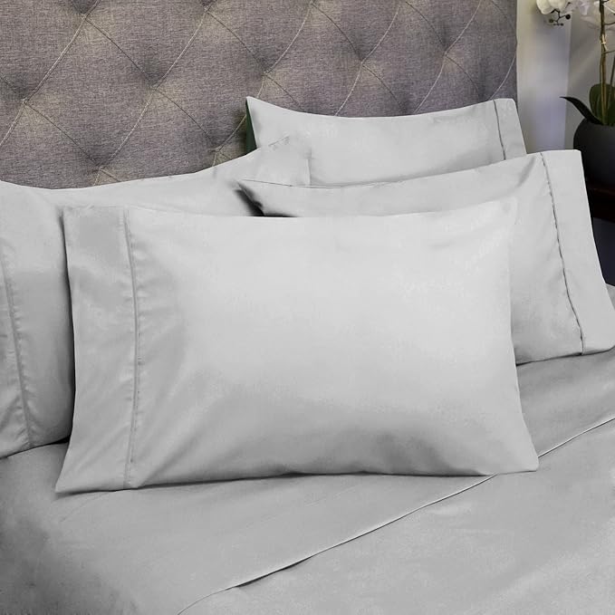 Full Size Bed Sheets - 6 Piece 1500 Supreme Collection Fine Brushed Microfiber Deep Pocket Full Sheet Set Bedding - 2 Extra Pillow Cases, Great Value, Full, Silver