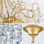 WUZUPS Crystal Chandelier 5-Light Pendant Ceiling Light Modern Lighting Fixture for Dining Room Hallway Bedroom Kitchen Bathroom, H 22.4" x W 18.3", E12 Base, Gold