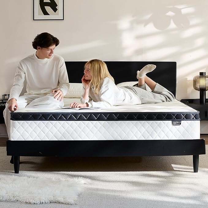 Full Size Mattress 10 Inch, Pocket Spring & Memory Foam Hybrid Mattress with 3D Breathable Knitting Fabric