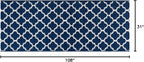 Custom Size Cut to Length Moroccan Trellis Design Runner Rug Mat For Wide Long Hallways with Non-Slip Rubber Backing, Better Traction for Pets, Prevent Slippage, Trellis Navy Blue, 31 inch X 9 feet