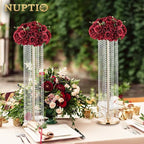 NUPTIO Flower Wedding Centrepieces for Tables: 10 Pcs Burgundy Artificial Flowers Roses Balls 14.2 inch Diam for Centerpiece Fake Silk Rose Arrangements Weddings Reception Birthday Party Decoration
