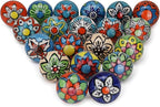 Cabinet Multicolor Assorted Ceramic Drawer Pull Handle Kitchen Cupboard Wardrobe Knob Boho Room Decorative Furniture Hardware Dresser Drawers Knobs-Pack of 6
