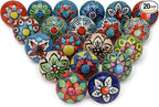 Cabinet Multicolor Assorted Ceramic Drawer Pull Handle Kitchen Cupboard Wardrobe Knob Boho Room Decorative Furniture Hardware Dresser Drawers Knobs-Pack of 20