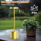 Cordless Table Lamp – 2 Pack Rechargeable Table Lamps, 5000mAh Battery Operated Lamp with 3-Color Dimmable Light, Outdoor Table Lamp for Bedroom, Restaurant, Patio, Home Décor (Gold)