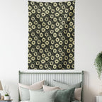 Lunarable Sunflower Tapestry Queen Size, Abstract Nature Inspired Illustration Bouquet Retro Composition, Wall Hanging Bedspread Bed Cover Wall Decor, Queen Size, Yellow Green