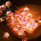Mudder 13 FT 40 LEDs Cherry Blossom Flower String Lights for Bedroom, Pink Fairy Lights USB and Battery Operated Decorative String Light Indoor Outdoor(2 Pack)