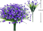 Ouddy Decor 24 Bundles Artificial Flowers for Outdoors UV Resistant Fake Plastic Plants Faux Boston Fern Greenery Stems for Spring Summer Indoor Garden Patio Window Box Kitchen Home Decor, Purple
