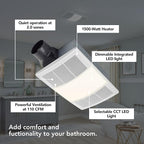 Broan-NuTone BHFLED110 PowerHeat Bathroom Exhaust Fan, Heater, and LED Light Combination, 110 CFM